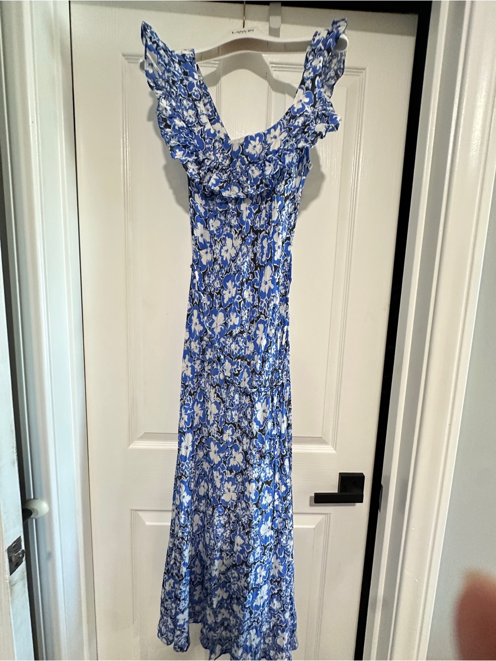 Realisation Par Blue and White Floral Ruffle Maxi Dress